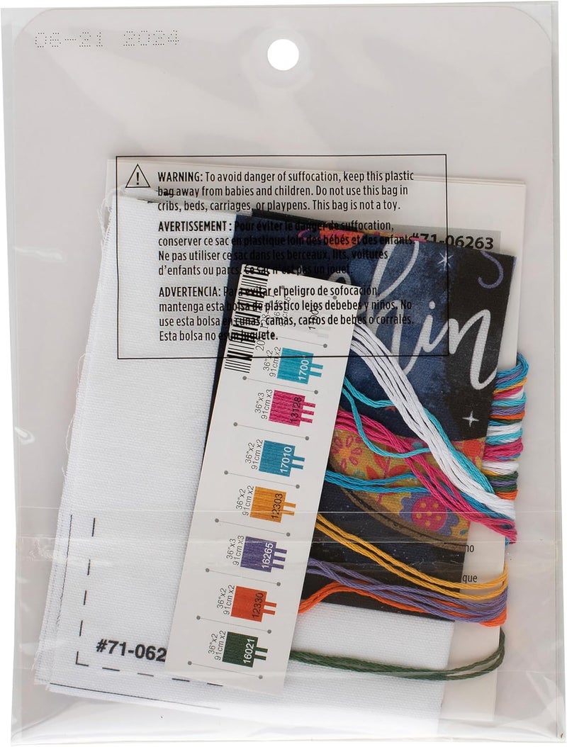 Dimensions 71-06263 Stars Shine Embroidery Needlepoint Kit for Beginners with Printed Fabric, 5" x 7", Multicolor, 4 Pieces - Image 2